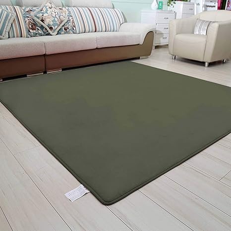Amazon フランネル カーペット インテリア センターラグ 折り畳み 大判 130 0cm じゅうたん マイクロファイバー 絨毯 防音 ラグ カーペット 抗菌防臭 高級感 ダークグリーン リビングラグ キッズラグ プレイマット 秋 冬 長方形 ベッドルームマット 試着室 キッチン
