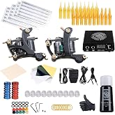 Dragonhawk Traditional Pro Complete Tattoo Kit - Two Machines Gun Easy Use Color Ink Power Supplies Disposable Needles Grips Great for Beginners &amp; Starter Tattoo Aritsts 11-85