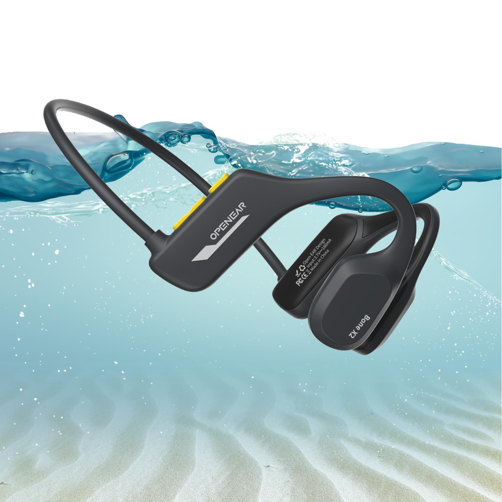 Xmenha Waterproof Bone Conduction Headphones Swimming Open Ear Headphones Wireless Bluetooth Bone Conduction Conducting Headphone Induction Headset Earphones Bone Conduction Waterproof Earbuds