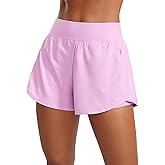 CRZ YOGA 2 in 1 Double Layer Running Shorts for Women 3" - High Waisted for Athletic Tennis Workout with Zip Pockets