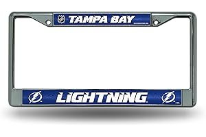 Rico Industries NHL Bling Chrome License Plate Frame with Glitter Accent, Tampa Bay Lightning