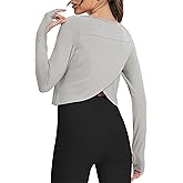 Bestisun Long Sleeve Athletic Workout Shirts Sports Yoga Gym Crop Tops for Women