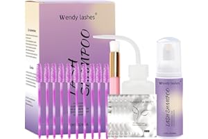 WENDY LASHES Lash Shampoo Kit 60ml Eyelash Cleanser For Lash Extension Lash Mousse Eyelash Extension Cleanser Gentle Lash Cleaning Kit With Brushes, Comb,Bottle And Eye Patch