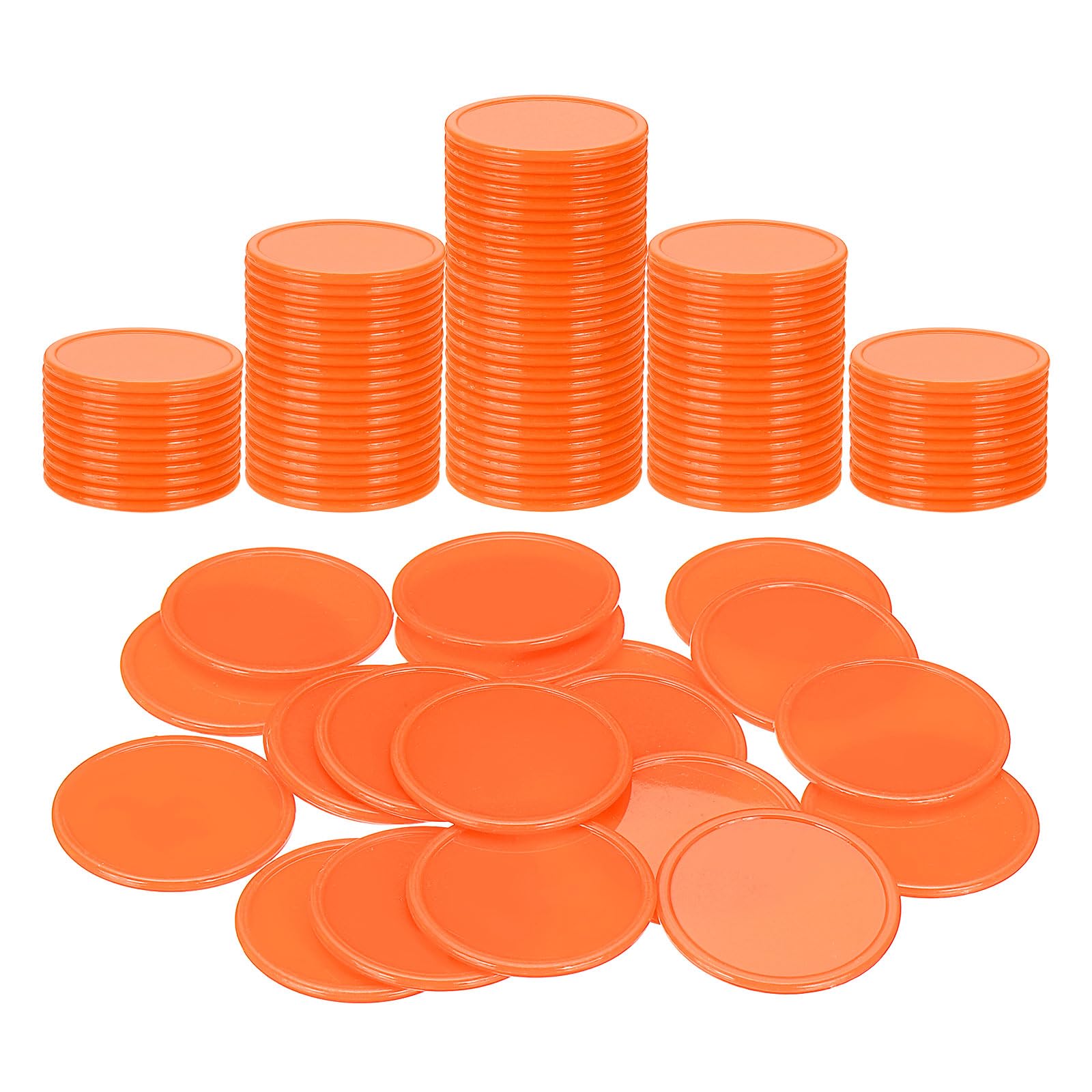 sourcing map 100Pcs Plastic Poker Chips, 1.5 Inch Learning Counters Counting Counters Disks Markers Opaque Game Tokens for Game Play Math Counting, Orange