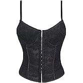 QIAIYALA Corset Tops For Women Going Out Lace Up Cold Shoulder Back Sexy Bodyshaper Bustier Fashion Top with Buckle