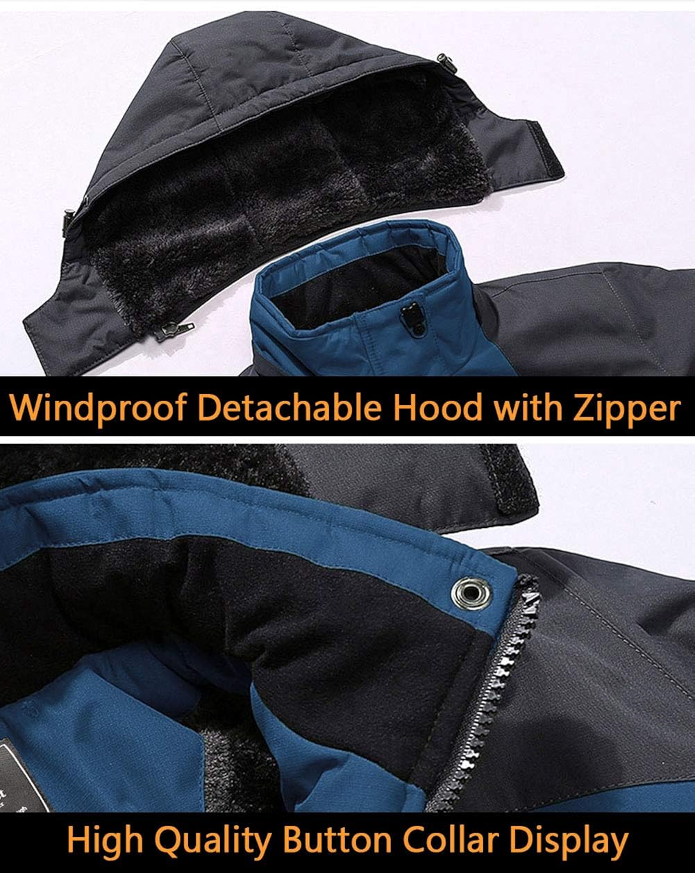BIYLACLESEN Men's Winter Coats Windproof Parka Fleece Lined Ski Snowboard Jacket Windbreaker: Clothing