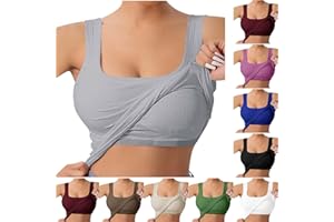 HUNENY Womens Casual Solid Tops Tank Tops for Women Ladies Camisole with Chest Pad No Steel Rings Bottom Underwear T shirts