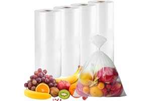 12" x 20" Clear Plastic Produce Bag on a Roll, Food Storage Bag for Vegetables, Bread, Fruits and Meat, Easy To Tear, Continu