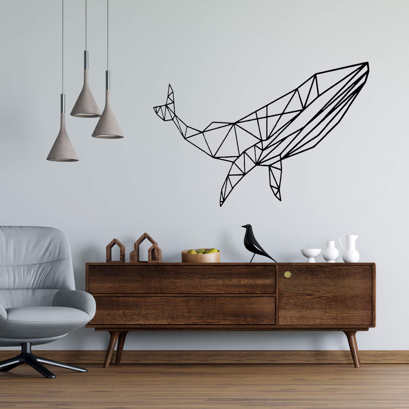 Nacnic Nordic Style Wall Decals. Geometrical Minimalistic Lines Whale Sticker. Black wall Decals with Much Variety to Choose from, Perfect for Kid's Rooms, Living Rooms, Shops, Offices.