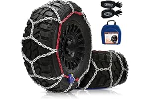 DEDC Auto Lock Snow Tire Chains,1Min Quick,4.5mm Enhance Manganese Steel Heavy Anti Skid Chain for Off Road SUV And Pickup Trucks Traction Ice Iced Cold Road 255 265 275 285 295 305 Set of 2 (KS1619)