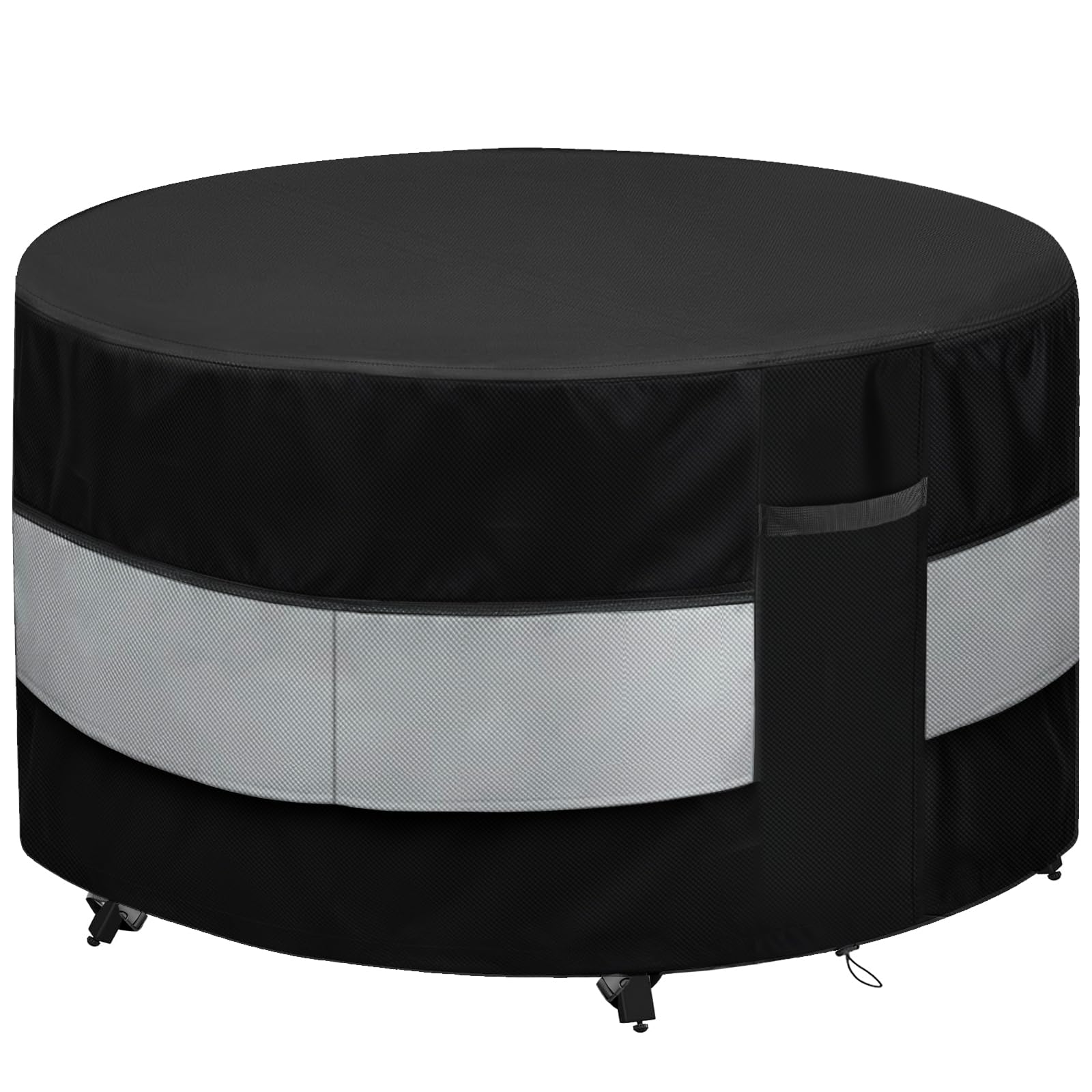 Round Patio Furniture Cover Black Grey Waterproof Up to 10000pa for 42 x 28 Inch Outdoor Round Table Covers Image