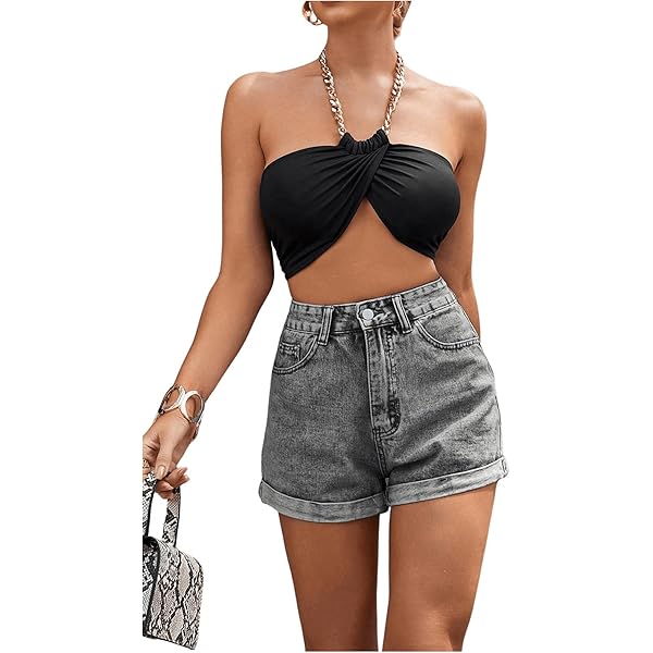 Women's Fhigh Waist Wide Legs Shorts Lace Denim Loose Shorts