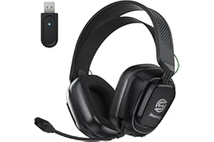 SKAPENDY 2.4GHz Wireless Gaming Headset for Switch, PS4, PS5, PC, Ultra-Low Latency, Lossless Bluetooth Gaming Headphones with Noise-Canceling Mic, 50+ Hr Battery
