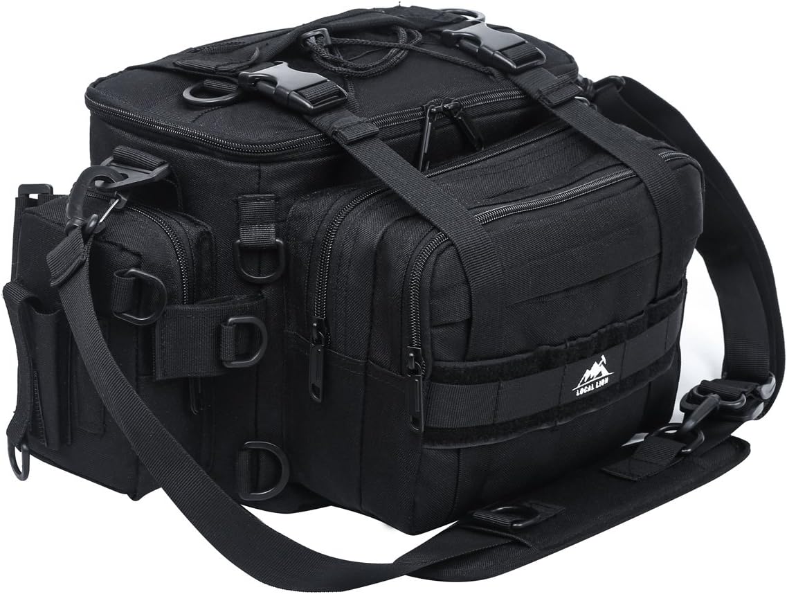 LOCALLION Multifunction Gear Sling Pack Hiking Fanny Pack Waist Pack Shoulder Backpack Sided Shoulder Carry Strap Storage Bag Fishing Tackle Bag Outdoor Fishing Water-Resistant