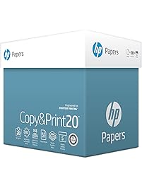 HP Printer Paper, Copy and Print20, 8.5 x 11, Letter, 20lb, 92 Bright, 2,500 Sheets / 5 Ream Carton (200350C) Made In The USA