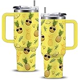WWHSAI Pineapple Tumbler with Handle 40 oz, Pineapple Gifts For Women Girls, Birthday Christmas Funny Fruit Gifts for ananas Lover