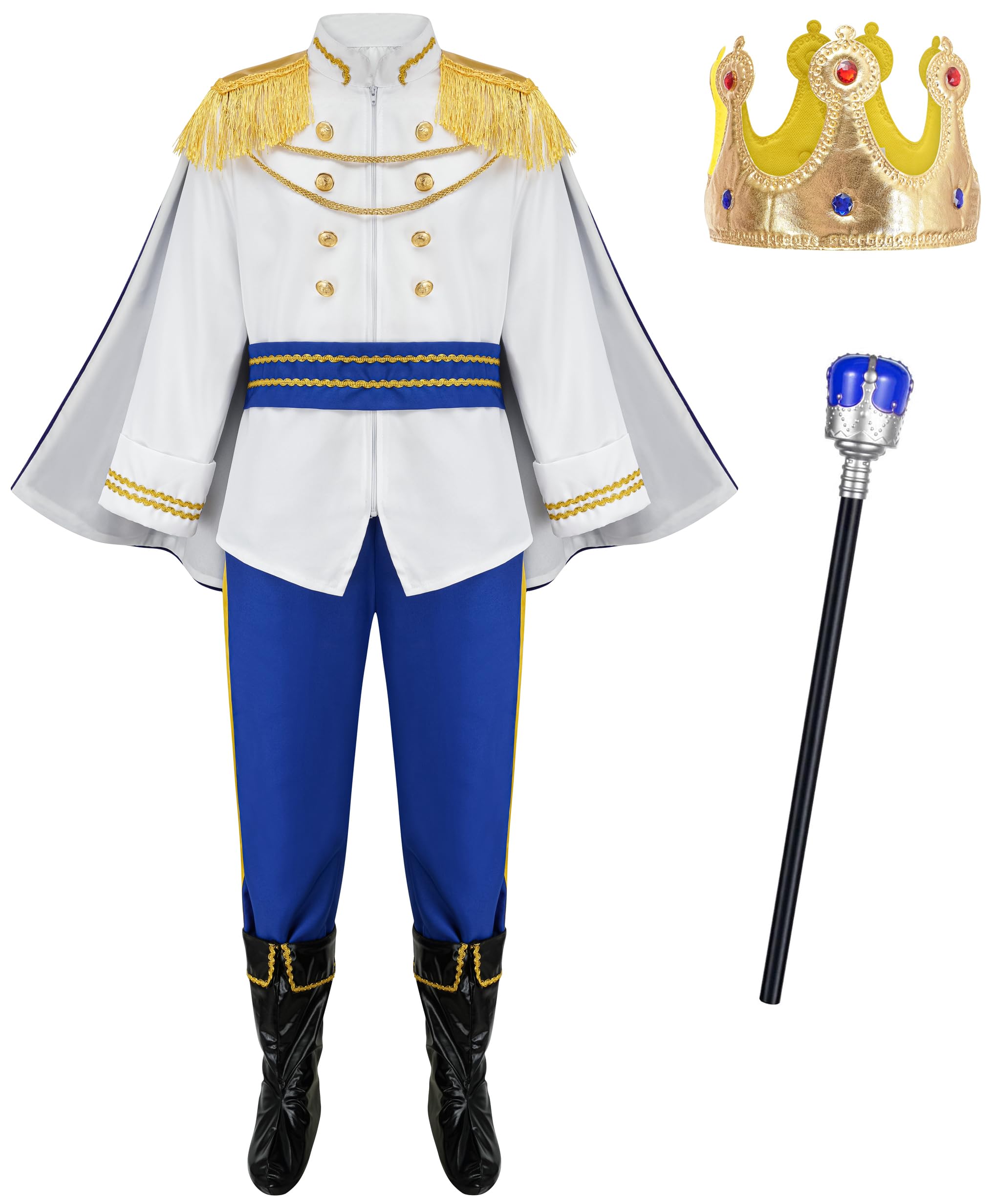 Photo 1 of GZ-LAOPAITOU Boys Prince Charming Costume Kids Prince Outfit Royal Prince Costume Birthday Dress Up Halloween Cosplay, 9-10 Years, Blue
