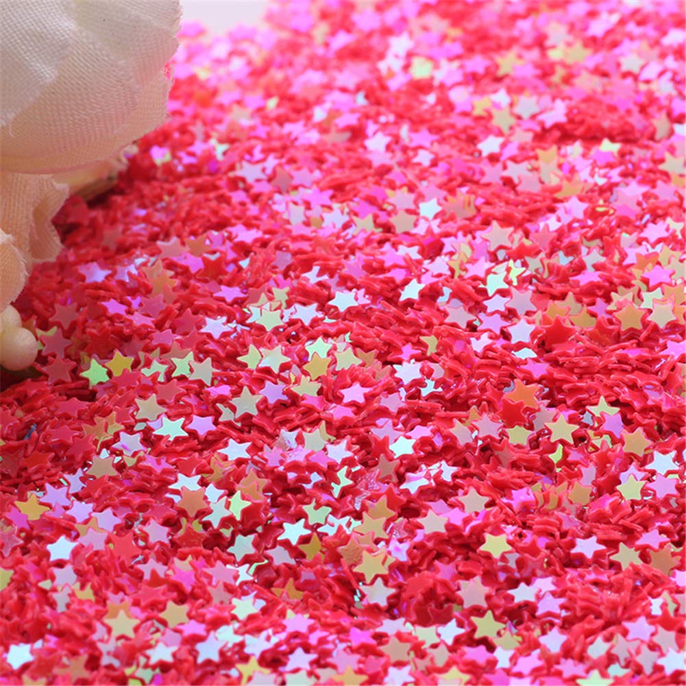 100g Iridescent Star Shaped Sequins Glitter Flat PVC Star Sequins Paillettes for Scrapbooking Embellishment Card Making Jewelry Making Nail Manicure Decorartions (Watermelon)