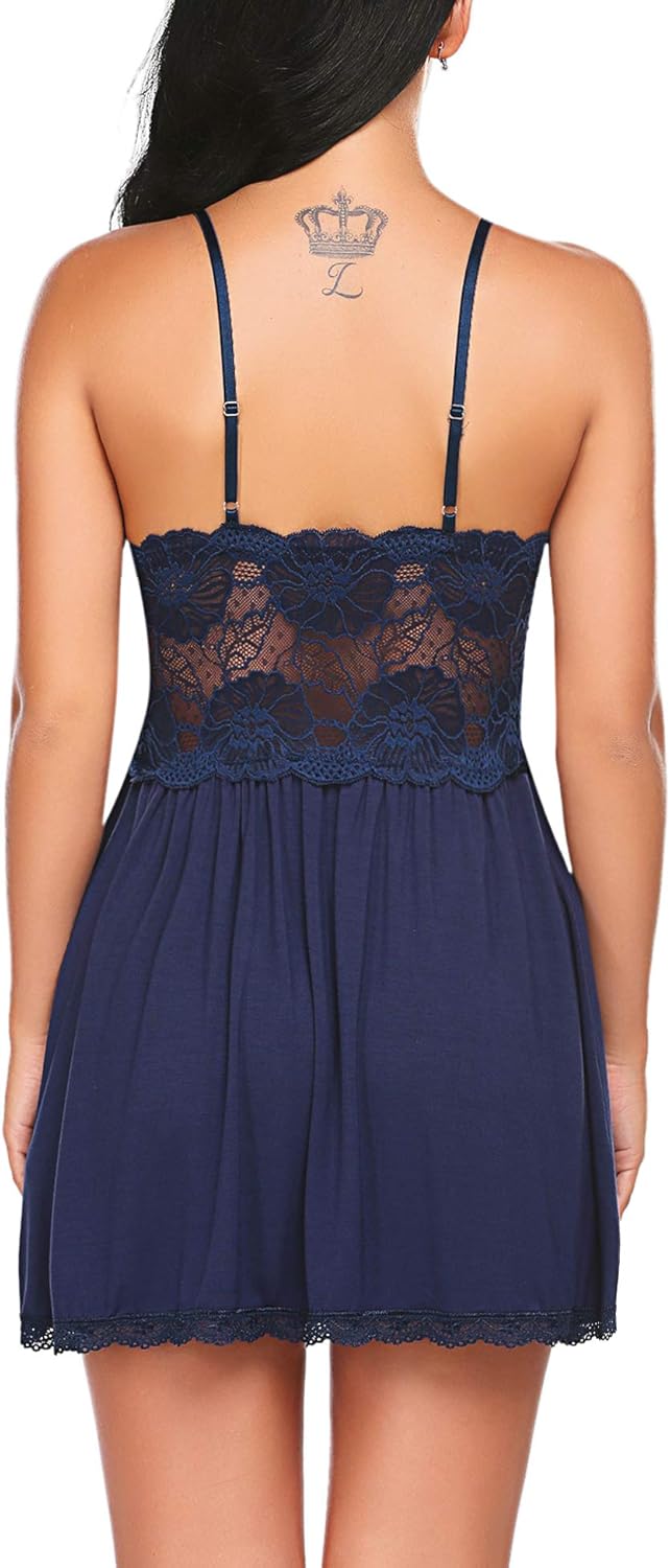 Avidlove Women Babydoll Nightgown Chemises Lace Modal Sleepwear V-Neck Full Slip Sleep Dress at  Women’s Clothing store