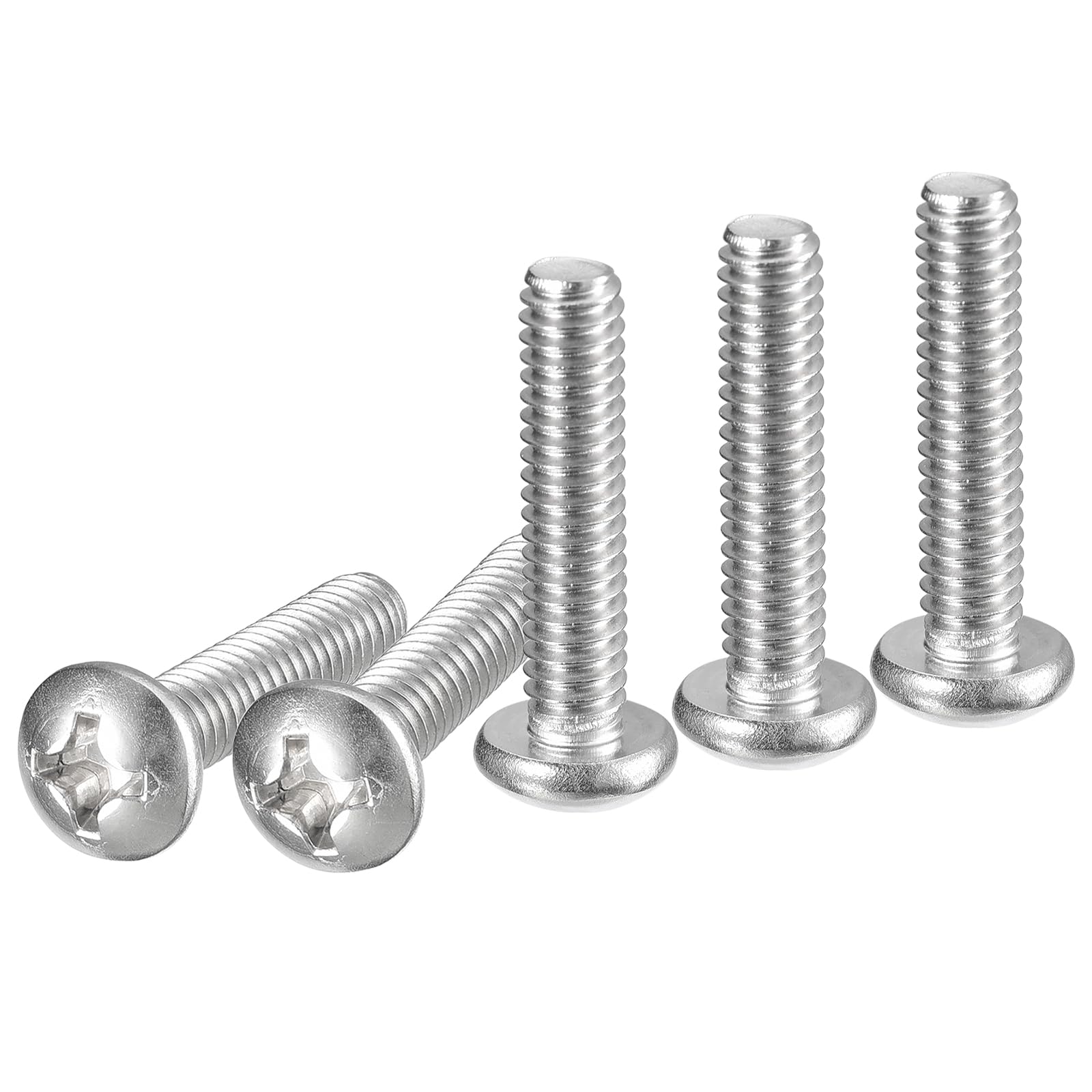 DTGN #12-24x1" Pan Head Machine Screws, 50Pcs 304 Stainless Steel, Phillips Drive, UNC Full Thread, Bright Finish, Screws Bolts Kit