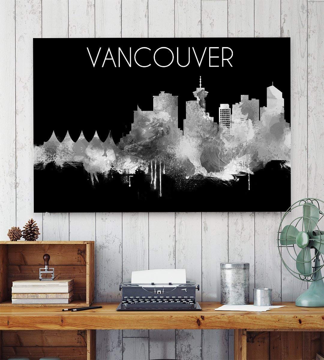 Vancouver Skyline, Print, Poster, Black and White