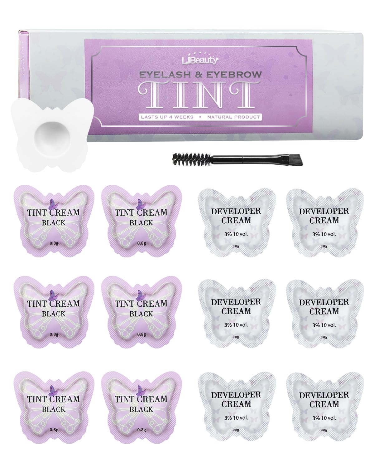 Libeauty Lash Tint Kit Black, Eyebroy Dye and Eyelash Tint Kit, Individual Package Developer & Black Lash Dye with Tools for Beginners and Salon, Last up 6 Weeks