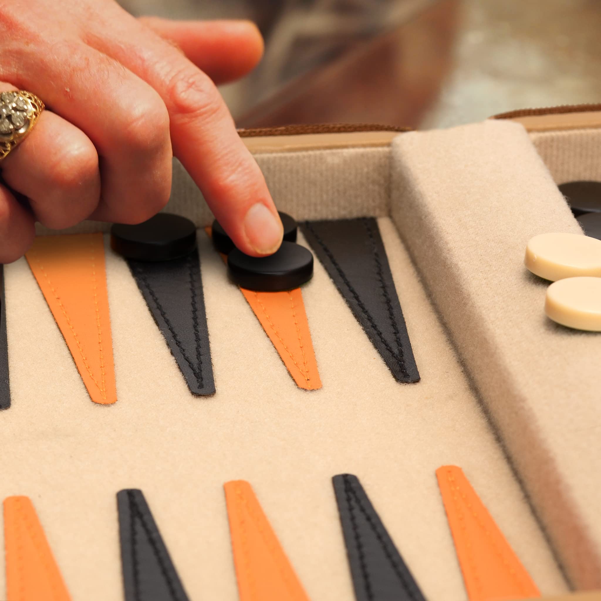 Yellow Mountain Imports Travel Magnetic Leatherette Backgammon Mini Game Set, Bozcaada - with Magnetic Checkers, 9-inch Board