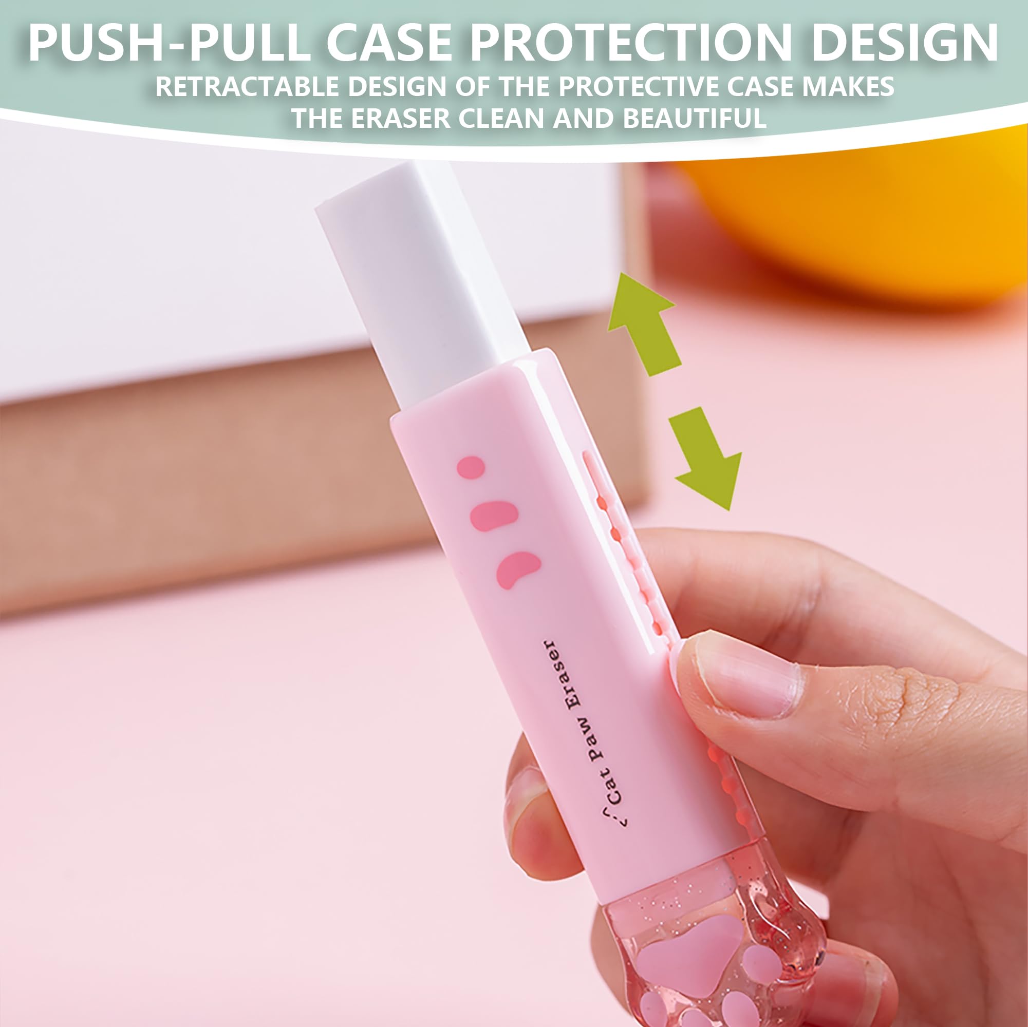 4Pcs Cute Stationery Set,Kawaii School Supplies,Including 2 Retractable Erasers and 2 Pencil Sharpeners, for Kawaii Office School Home Supplies(Eraser and 2Pcs)