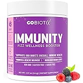 GOBIOTIX Vitamin C - Immune Defense Support Supplement - Immunity Powder Wellness Booster - Vegan Superfood - Elderberry, Turmeric, B12 Vitamin Supplement, Non-GMO and Sugar Free (Berry)