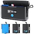 3 Pack GoPro Hero 8/7/6/5 Battery with Display Screen Charger, SD Card Reader, and Rapid Charging Compatibility for Hero 11/10/9/8/7/6/5 Models