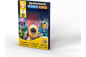 METMA 1999 Egg Decorating Kit ROBO - Complete Decorative Eggs Set with Liquid Dyes, Stickers, Egg Spinner, and More - Fun Easter Egg Dye Kit Arts and Crafts for Kids(ROBO Eggs)