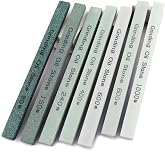 CBRIGHT 7pcs Sharpening Stone Set,7 Grit Green Silicon Carbide Whetstone Stick Honing Stone for Knife,Scissor,Moldel and Bladed Tools 80# 150# 240# 400# 600# 800# 1000# (5.9x0.47x0.24Inch)