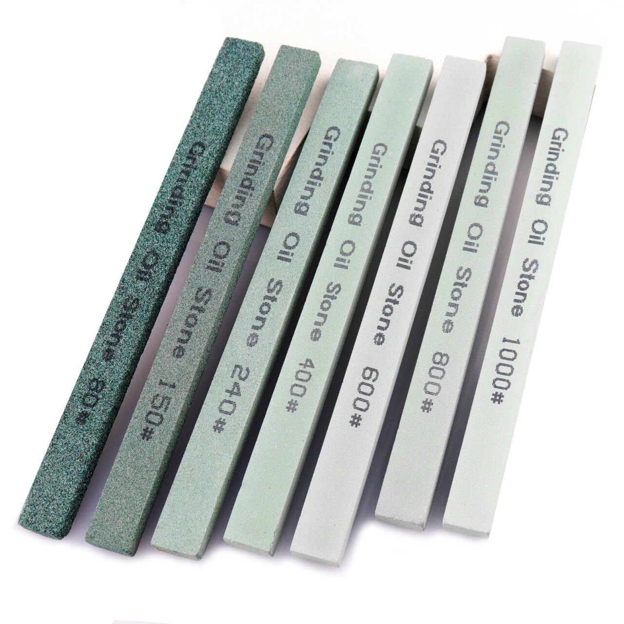 CBRIGHT Sharpening Stone Set,7pcs Knife Whetstone Set Green Silicon Carbide Oil Stone Honing Stone for Knife,Most Bladed&Moldel- 80# 150# 240# 400# 600# 800# 1000# (5.9x0.47x0.24Inch)