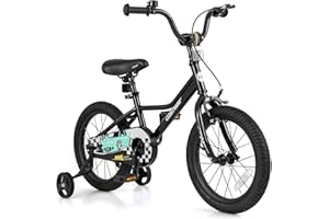 COSTWAY 12/14/16/18 Inch Kids Bike, Boys & Girls Training Bike w/Removable Training Wheels, Pneumatic Tires, Adjustable Handl