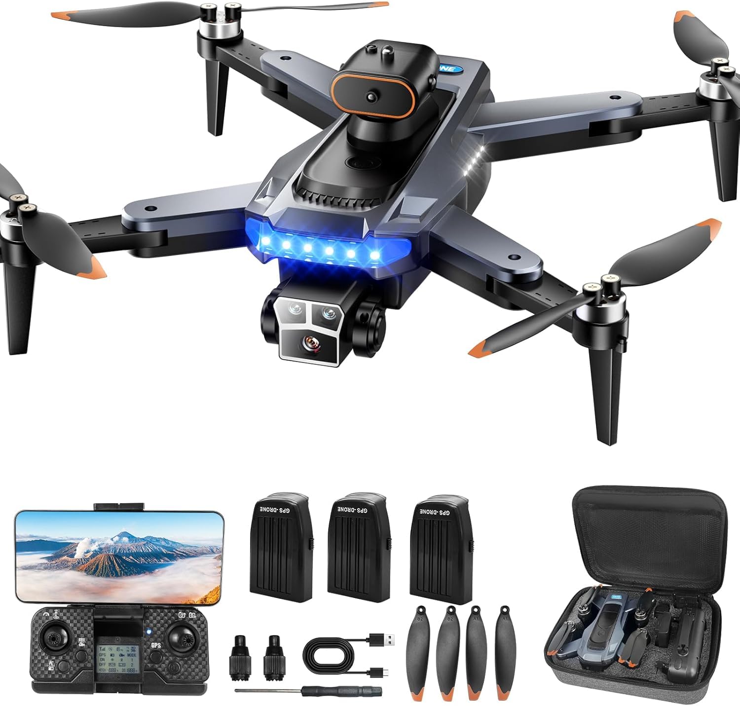 Photo 1 of GPS Drones with 4K Camera for Adults Under 249g, P17 Drone with Brushless Motor 5G Transmission, 3 Batteries, Follow Me, Smart Return Home, Foldable FPV Drone for Long Distance (Black)