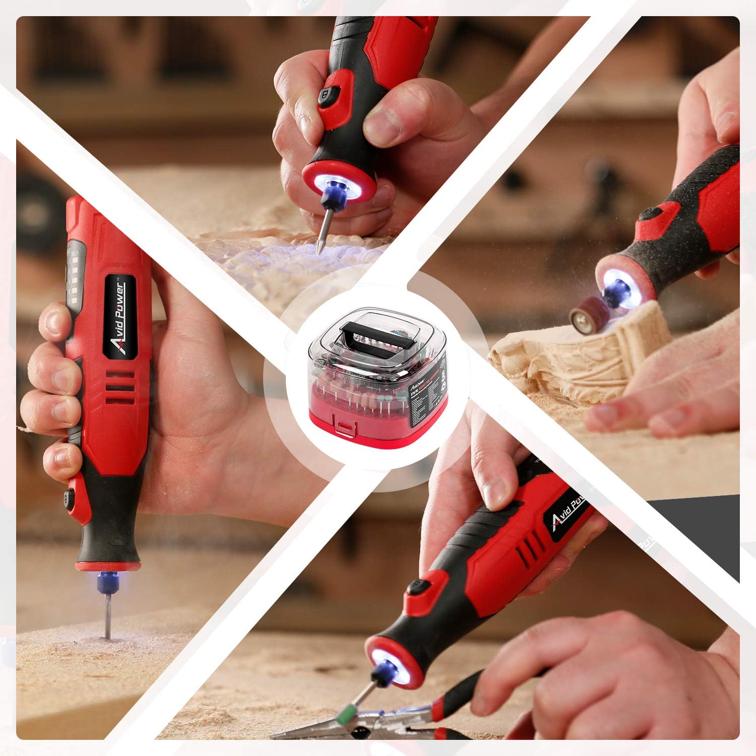 Avid Power Cordless Rotary Tool 8V Liion with 2.0 Ah Battery, 5Speed