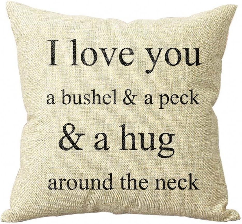 LovingHome I Love You A Bushel And A Peck Personalized 18x18 Inch Square Cotton Blend Linen Throw Pillow Case Decor Cushion Covers Beige