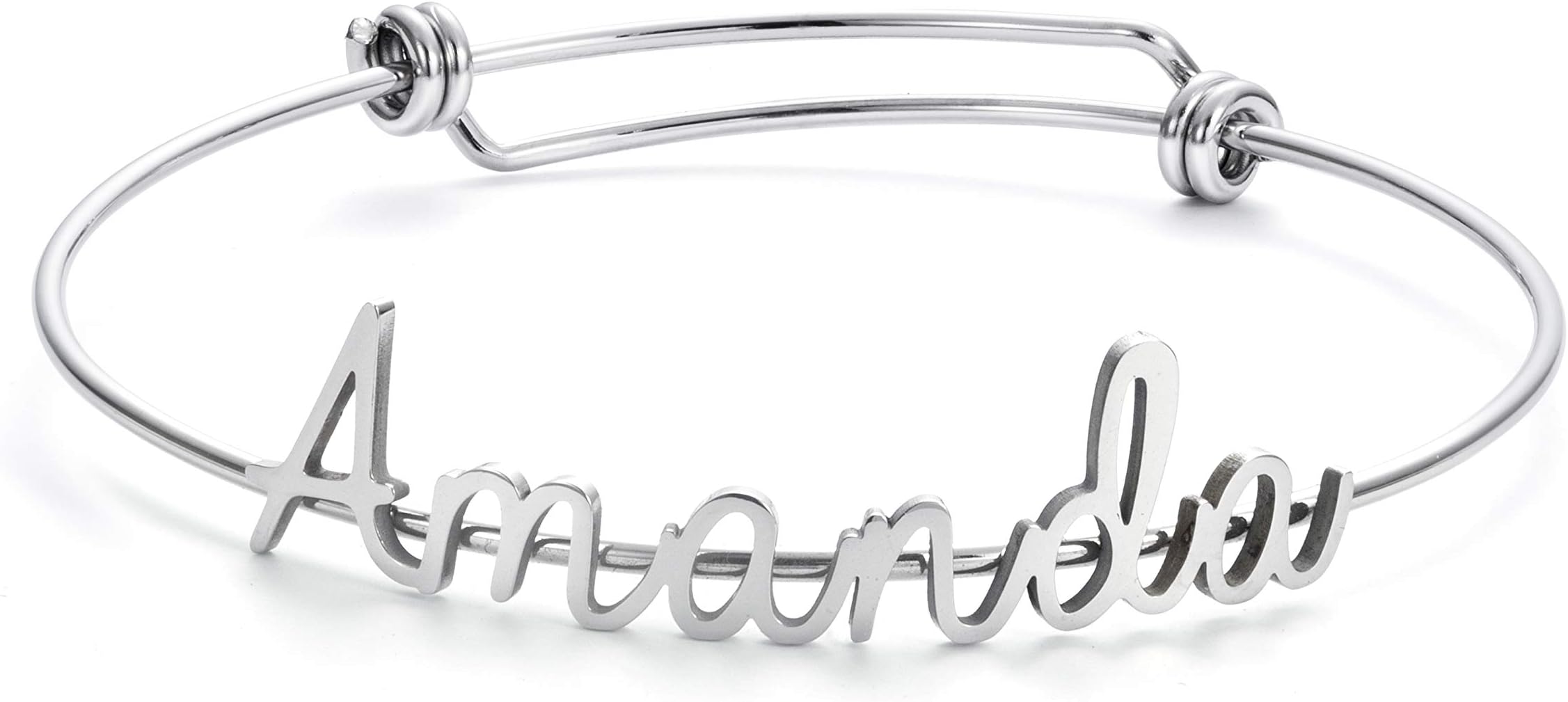 Name Bangle for Teen Girls Personalized Name Bracelets Jewelry Gift for Friends Women