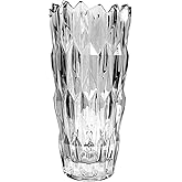 9.6" High Gray Glass Flower Vase for Home Decor, Dining Wedding Table Office Holiday Party Centerpiece Decoration