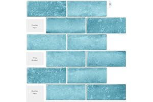 Artemuro 10-Sheet 12"x12" Premium Backsplash Tile for Kitchen Peel and Stick, 3D Self Adhesive Stick on Subway Tiles for Kitchen, Bathroom - Waterproof Wall Panels (Sky Blue)