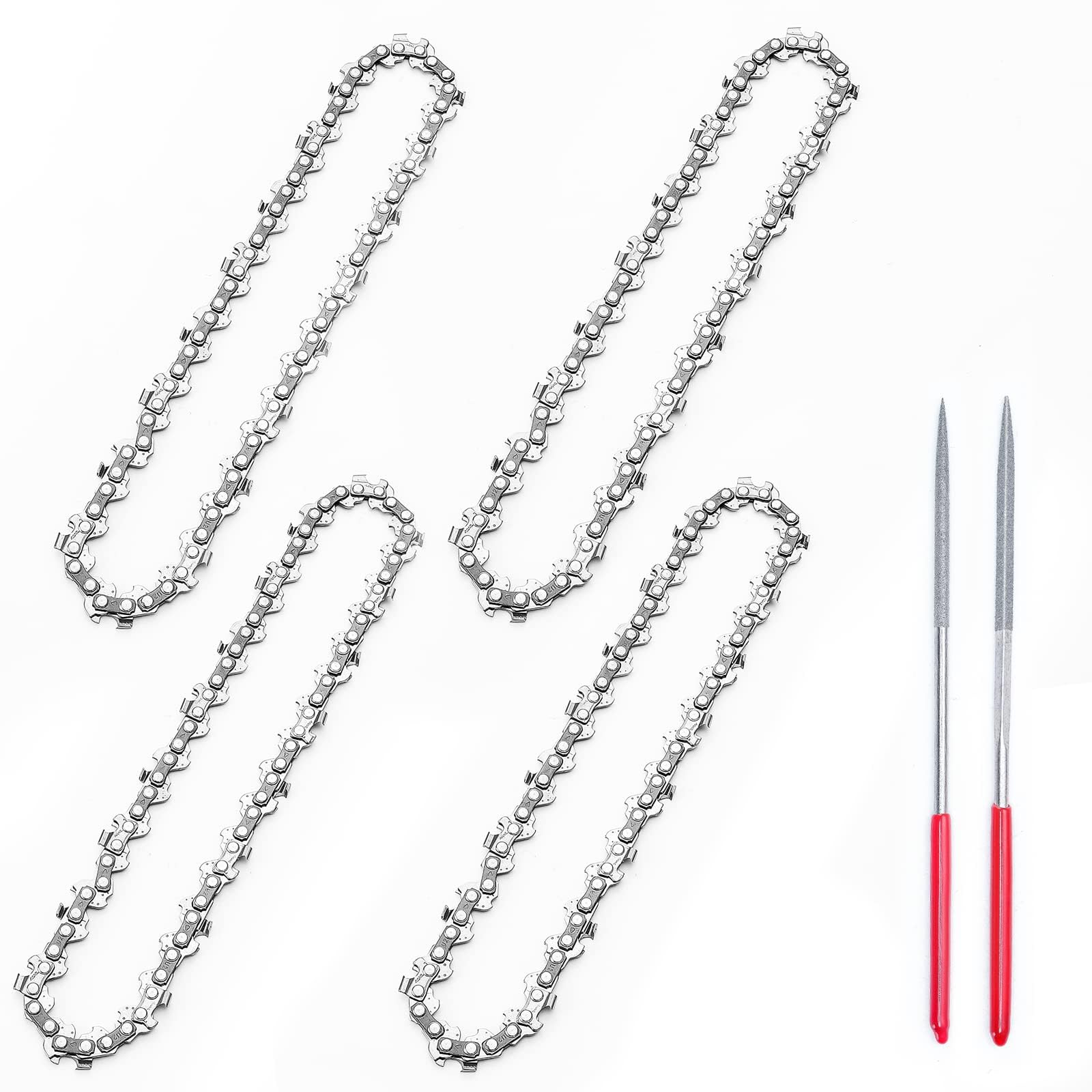 SEESII 6 Inch Chainsaw Chain 4 Pack with Sharpening Kit – 1/4" LP .043" Gauge 36 Drive Links, Compatible with SEESII 334411 6-inch, SINPY MNCS-118, Supstable 6C12S, WITKID, and More