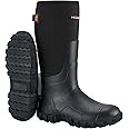 HISEA Upgraded Men's Rain Boots, Waterproof Insulated Neoprene Rubber Boots with Steel Shank, Durable Anti-Slip Outdoor Work Boots for Hunting Gardening Farming Fishing Mud Working, Adjustable Calf