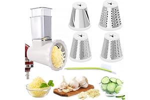 NEWSETS Upgraded Version - Cheese Grater Slicer Shredder Attachments for All KitchenAid Stand Mixers, Food Slicers Salad Maker Accessory Vegetable Chopper with 4 Blades Dishwasher Safe