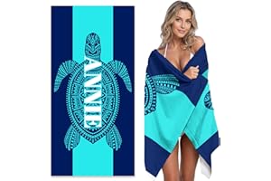 giftoria Personalized Beach Towel with Name, Custom Beach Towels for Kids Adults, 420GSM Cotton/Poly Blend Custom Pool Towel,