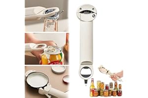 DESOLIO Multifunctional Retractable Bottle Opener - Adjustable Multifunctional Can Opener Jar Lid Gripper - 2024 New Jar Opener Bottle Opener for Weak Hands, Senior Arthritis (White)