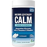 Natural Vitality Calm® Mood & Stress Relief Capsules, Magnesium Glycinate Supplement, 120 Caps