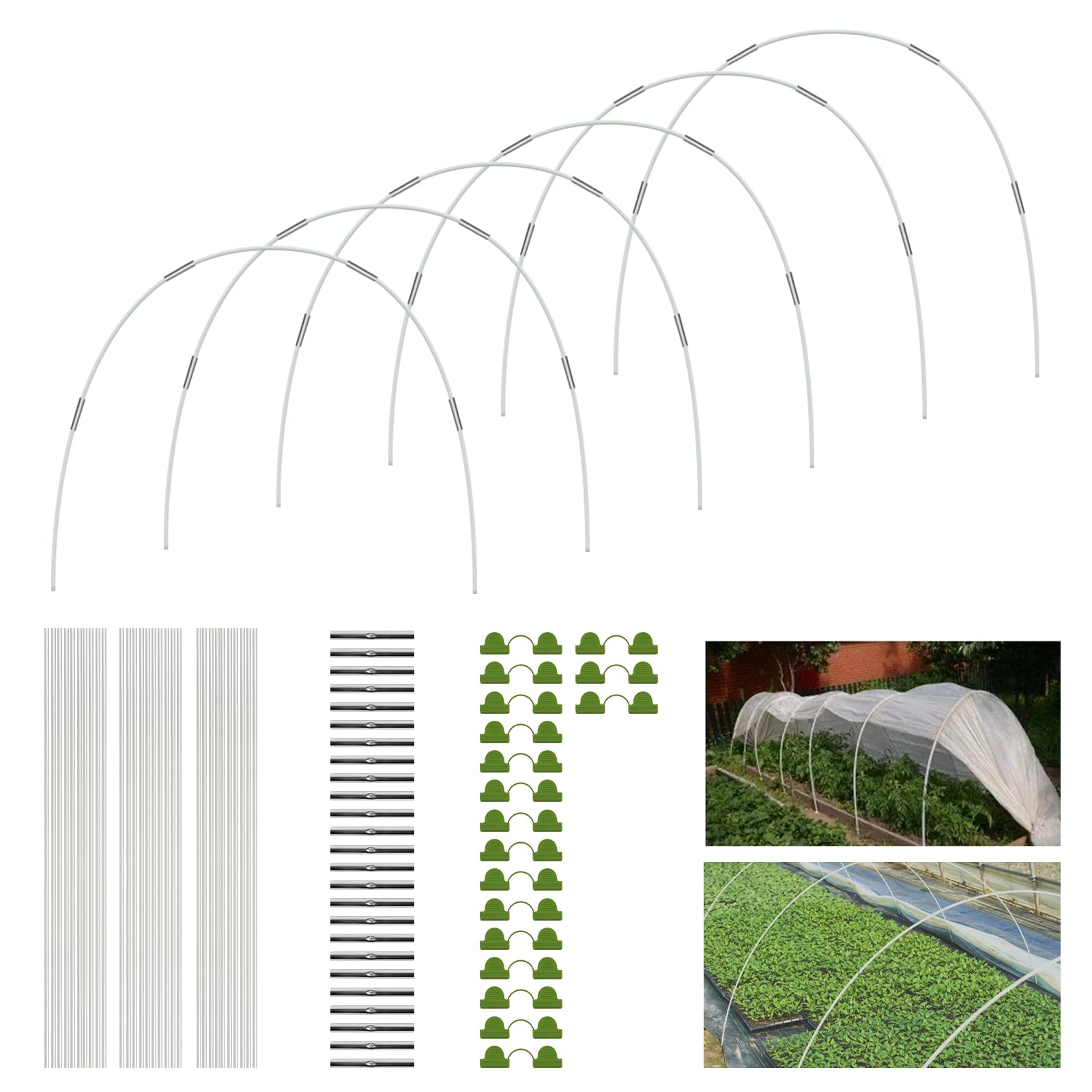 Befun 30PCS Greenhouse Hoops for Raised Beds 17 In Detachable Fiberglass Support Hoops Frame Grow Tunnel Garden Hoops for Garden Netting Raised Bed Plant Shade Cloth Row Cover, DIY Plant Support