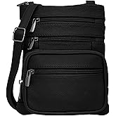 Krediz Leather Crossbody purses for Women - travel bag with 4 Zippers, Soft & Durable Purses for Women Trendy