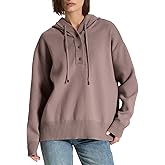 LIMINEMI Womens Sweaters Soft Knit Pullover Henley Neck Long Sleeve Drawstring Button Front Casual Trendy Hoodies