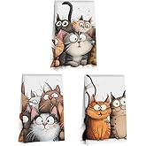 Jztco 3 Pcs Cute Cat Kitchen Towels, Cats Soft Absorbent Hand Tea Towel, Microfiber Dish Cloths for Drying Dishes, Waffle Dish Towels for Kitchen Home Bathroom Decor, Cat Lover Gifts for Women Mom